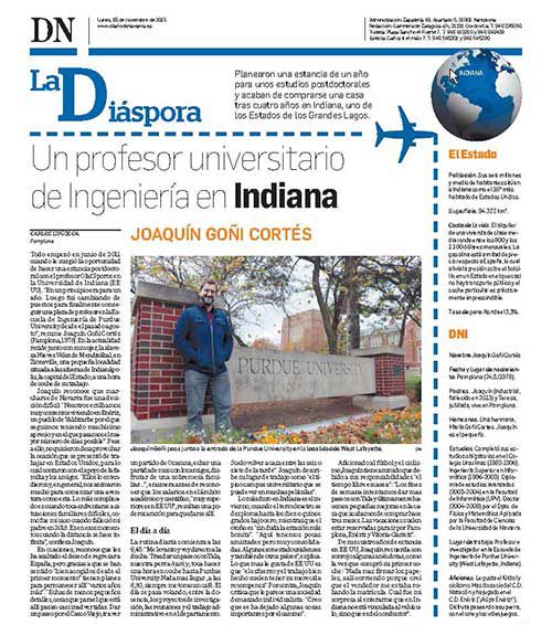 Goni featured in Diario de Navarra