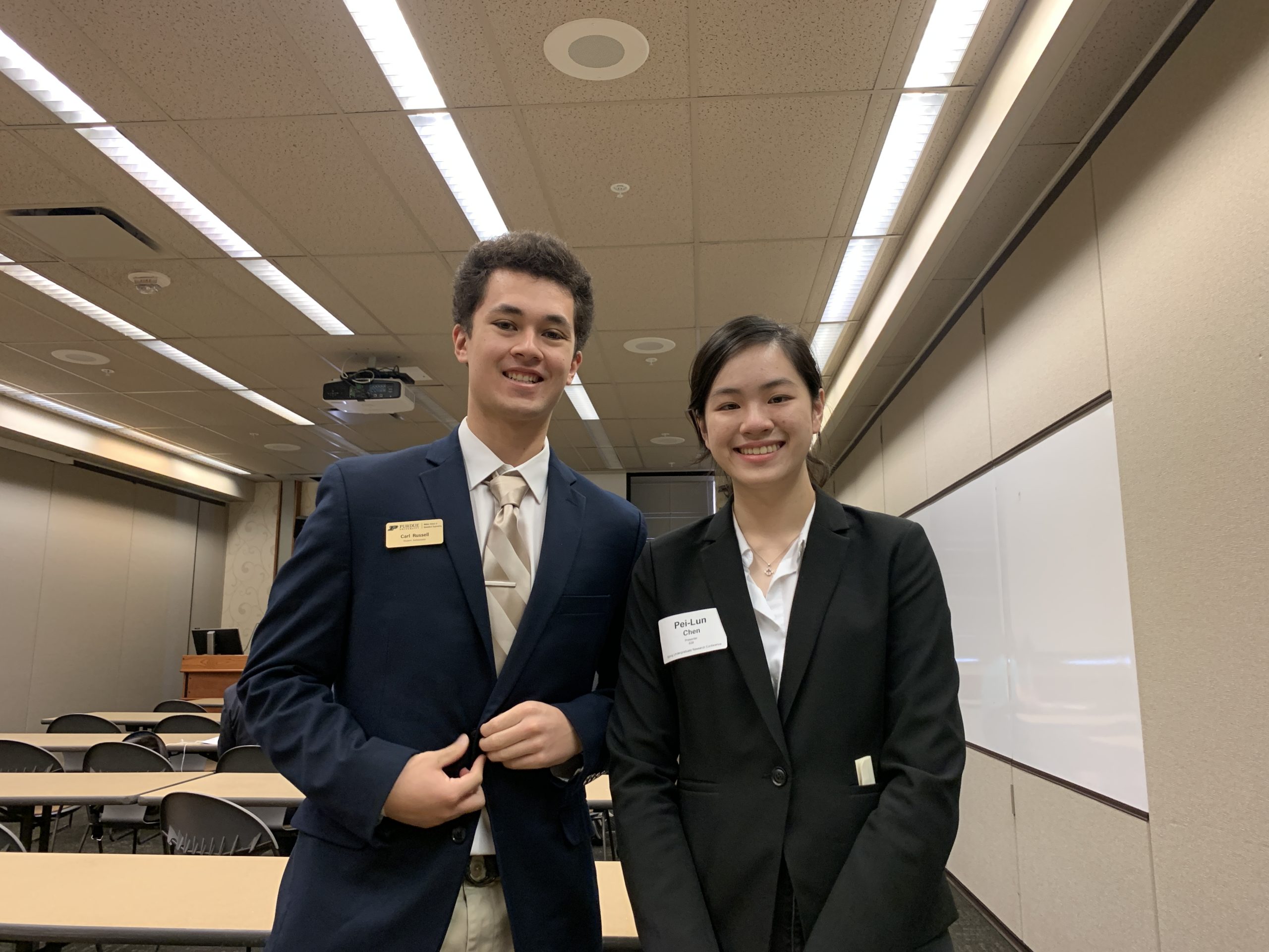 Carl Russel III and Pei-Lun (Patricia) Chen awarded Best Abstract in the Innovative Design, Technology, and Entrepreneurship category of 2022 Purdue Undergrad Research Conference!