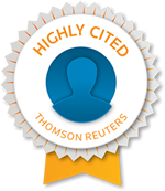 Badge for being highly cited, awarded by Thomson Reuters