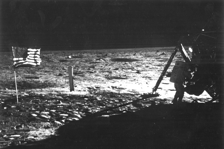 Neil Armstrong on the moon