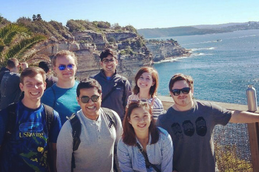 Maymester students by the coast