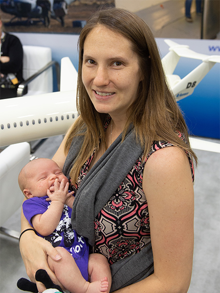 AAE Ph.D. candidate Samantha Alberts attended an AIAA conference with son Joey. (AIAA)