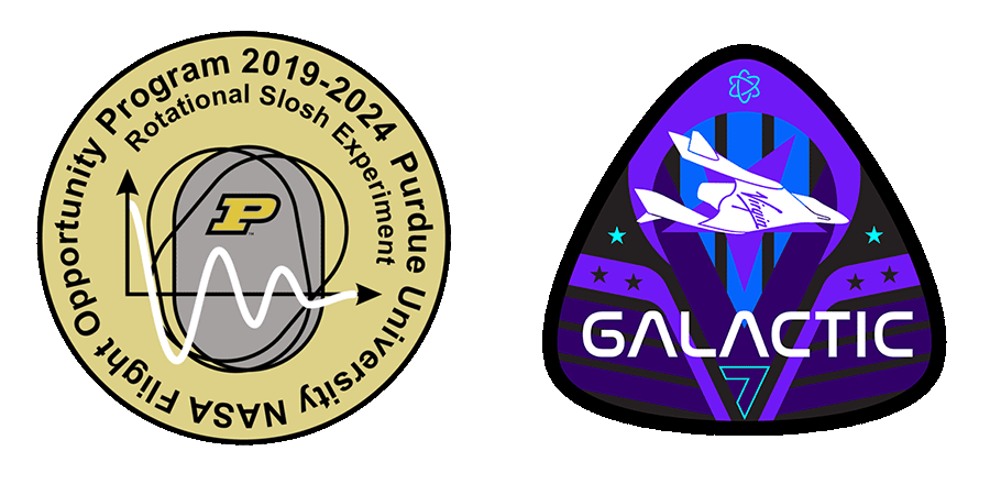 logos for Rotational Slosh experiment and for the Virgin Galactic 07 flight