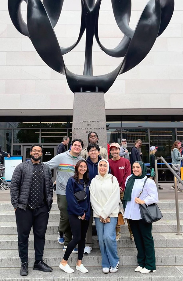 Chelsea Garcia and friends standing outside the Air and Space Museum