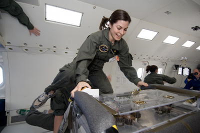 Amanda Briden, Sigma Gamma Tau Outstanding Engineer, aboard the Weightless Wonder