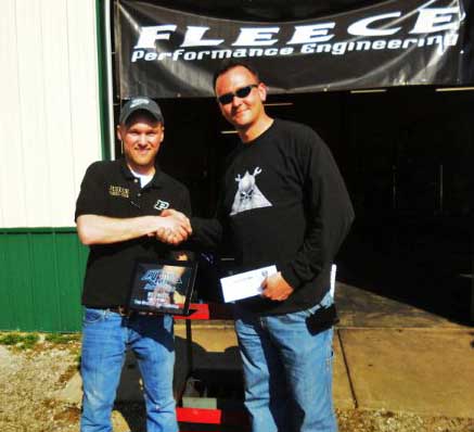 Purdue Diesel Club prsident, Joe Harmeyer, with overall winner Chris Redlarczyk