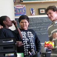 Hawthorne students and Purdue BME student