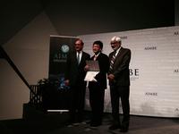 Ji-Xin Cheng at his induction into the AIMBE College of Fellows.