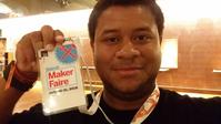 Orlando Hoilett with Maker Faire badge