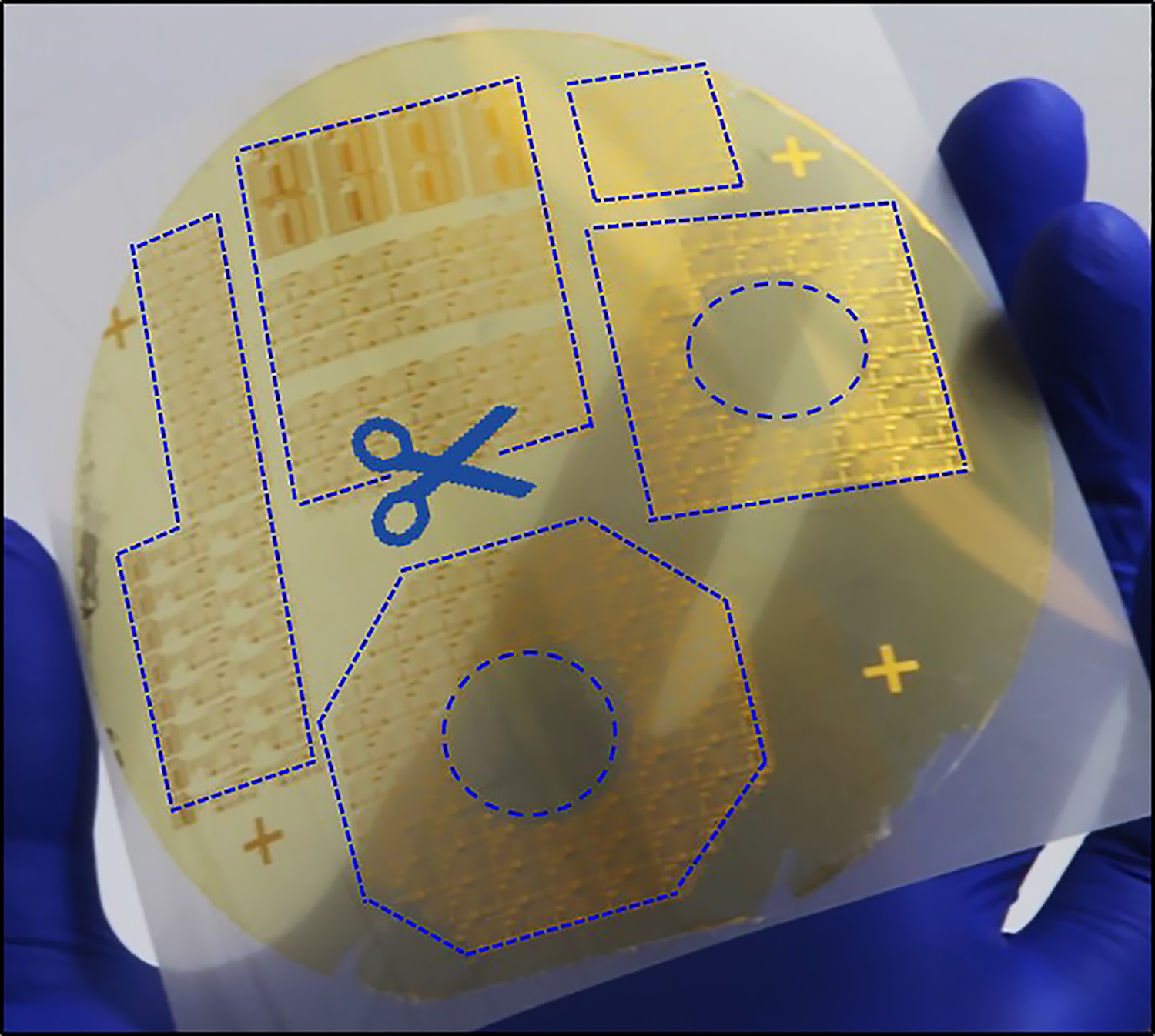 Researchers have designed peelable electronic films that can be cut and pasted onto any object to achieve desired functions. (Purdue University image/Chi Hwan Lee)