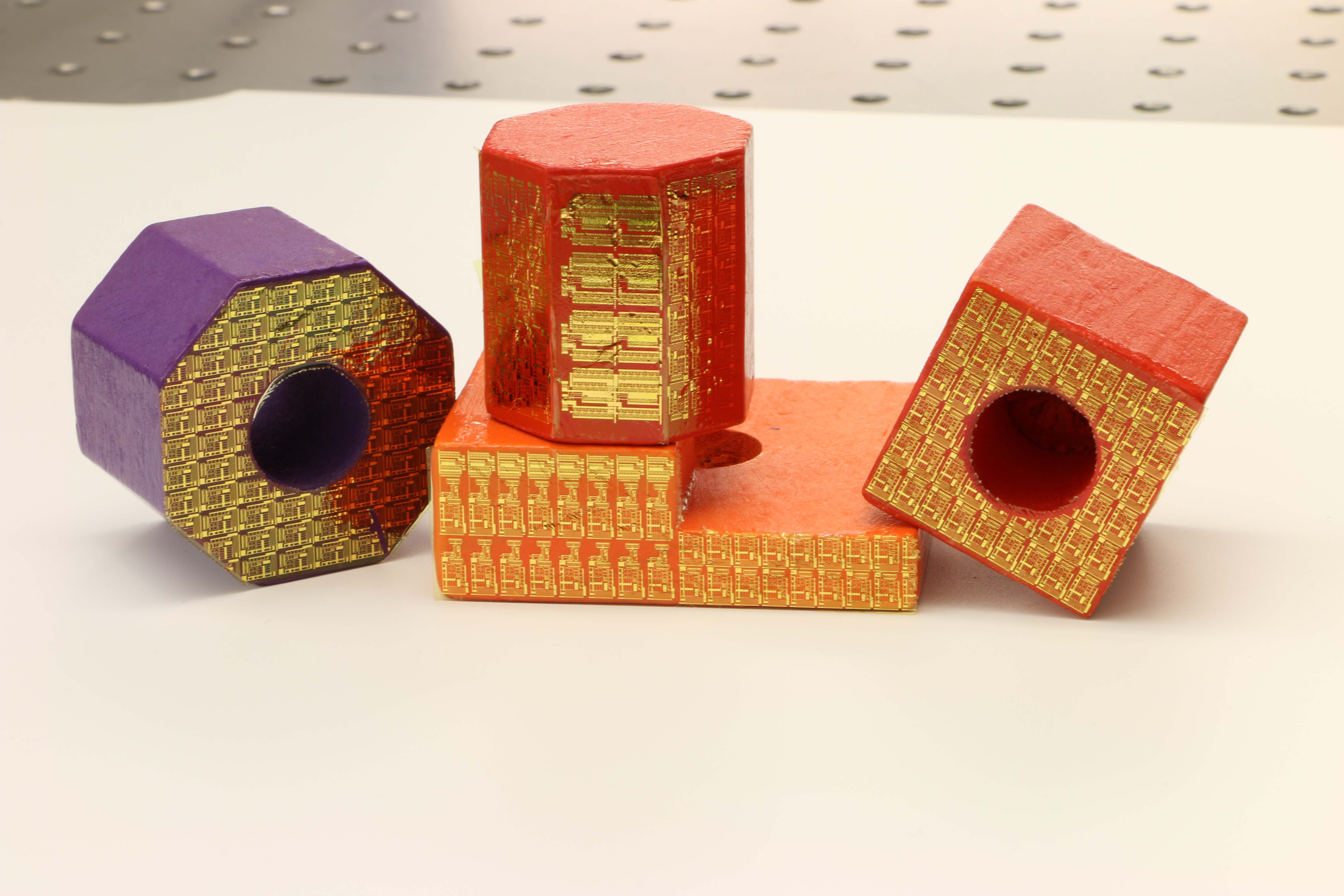 Electronic stickers can turn ordinary toy blocks into high-tech sensors within the ‘Internet of Things.’ (Purdue University image/Chi Hwan Lee)