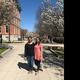 Nithya Sridhar and Hamna Qureshi enjoying the beautiful spring weather around campus.