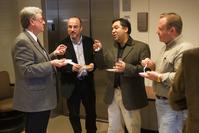 Engelhardt with his colleagues at the elevator