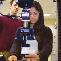 Sagarika Jetley tests the bi-stability of her PCXM design. Gordon Jarrold looks on.