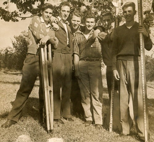Al Altschaeffl (third from left) with fellow civil engineering students.