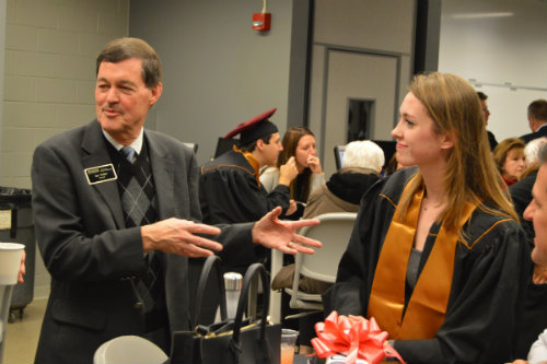 Civil Engineering Professor Jon Fricker was more than happy to tell Mariah Cummings' family what a tremendous student she had been at the winter commencement reception.