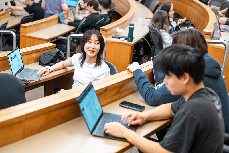 students working in a group setting