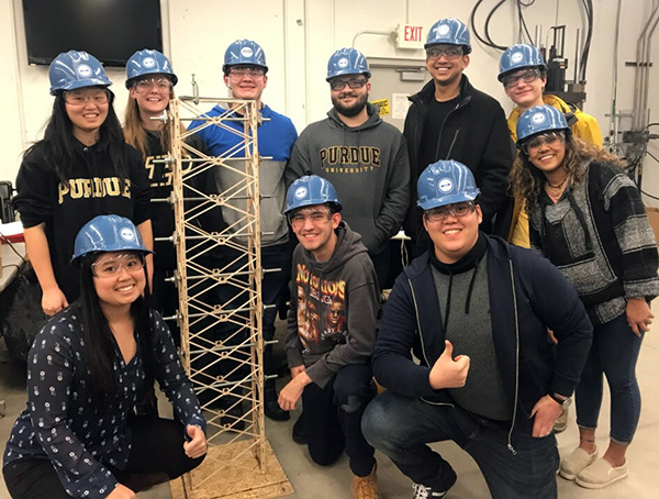 Casey is on Purdue's Seismic Design Competition Team where they build structures that must stand up to various challenges.