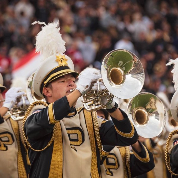 Joey plays the mellophone for the Purdue All-American Marching band.