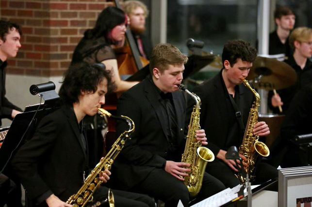 Mason plays the saxophone in the Purdue Jazz Band.