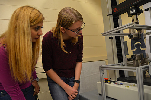 Working with PhD student Maryam Hosseini, undergrad Molly Cooper has re-created the jigsaw puzzle-like configuration of the iron-clad beetle via 3-D printing. The printed material is capable of displacing a tremendous amount of energy when under pressure.