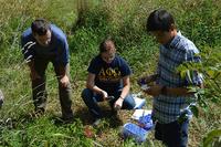 Students gained hands-on field experience in the Engineering of Water class. Civil Engineering professors Cary Troy and Antoine Aubeneau had students track how quickly dye was transported through a stream.