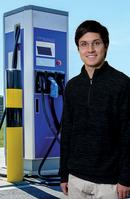 Undergrad Alek Venturino studies Purdue's electric vehicle charging stations.