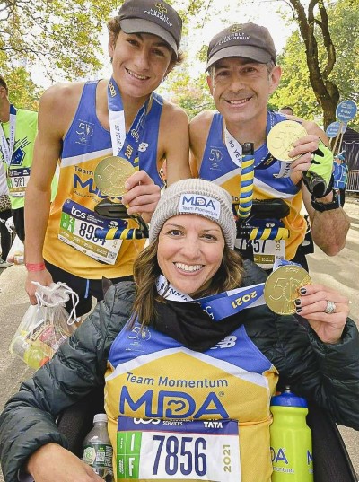 The Shinneman family after completing the New York City Marathon in November. From left: Luke, Amy and Jamie