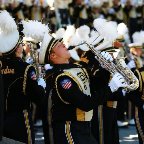 William is a member of the Purdue All-American Marching Band and is a saxophone section leader.