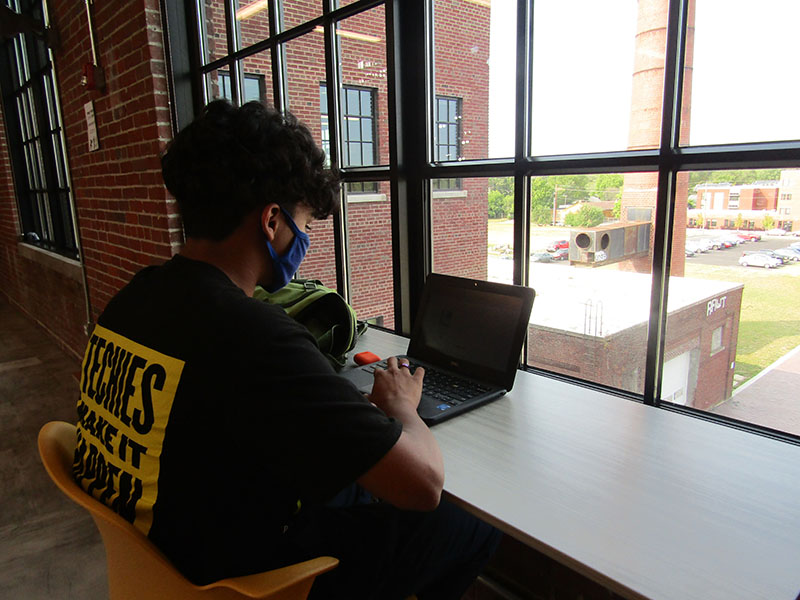 student studying in a quiet space