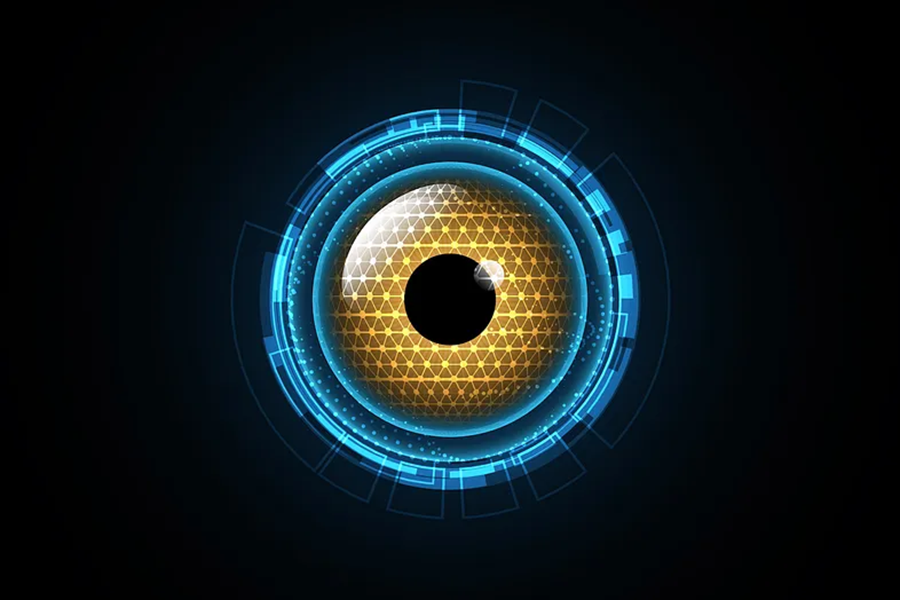 stock illustration depicting and eye made out of technology