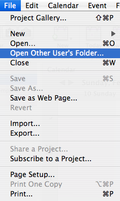 Select Open Other User's Folder option in File menu tab