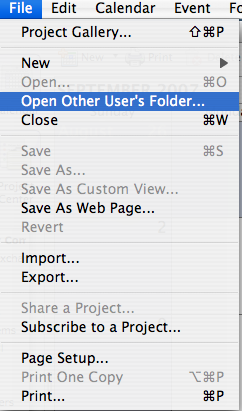 Select File, Open Other User's Folder