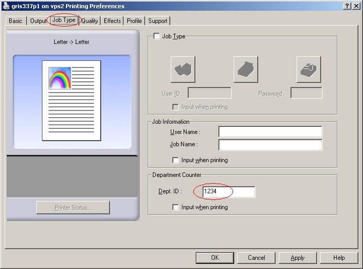 Printing Preferences