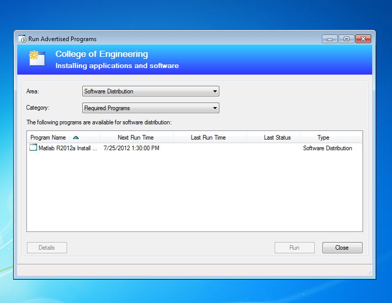 Run Advertised Programs Update Window Install