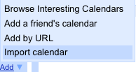 Select Import calendar from Google Calendar 