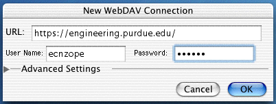 New WebDAV Connection