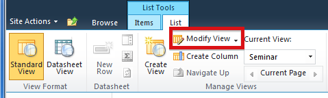 Modify list view button