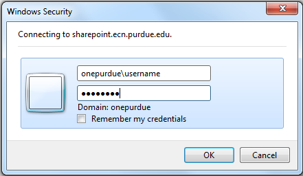 Sharepoint login prompt window