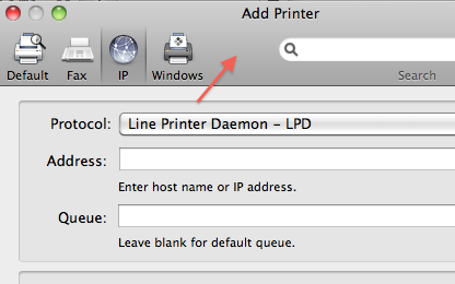Screenshot of Mac's Add A Printer window.