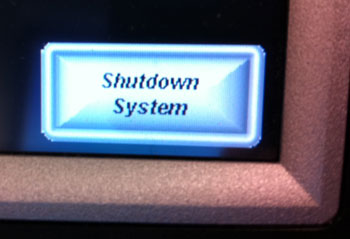 Crestron touchscreen's shutdown button