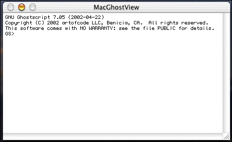 MacGhostView Messages Window