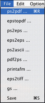 File Menu ps2pdf