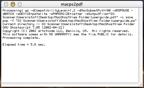 macps2pdf messages window