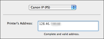 Screenshot of Mac's protocol and IP address selection window.