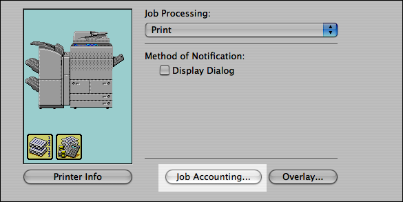 Screenshot of Mac's Special Features window (from Print dialog window).