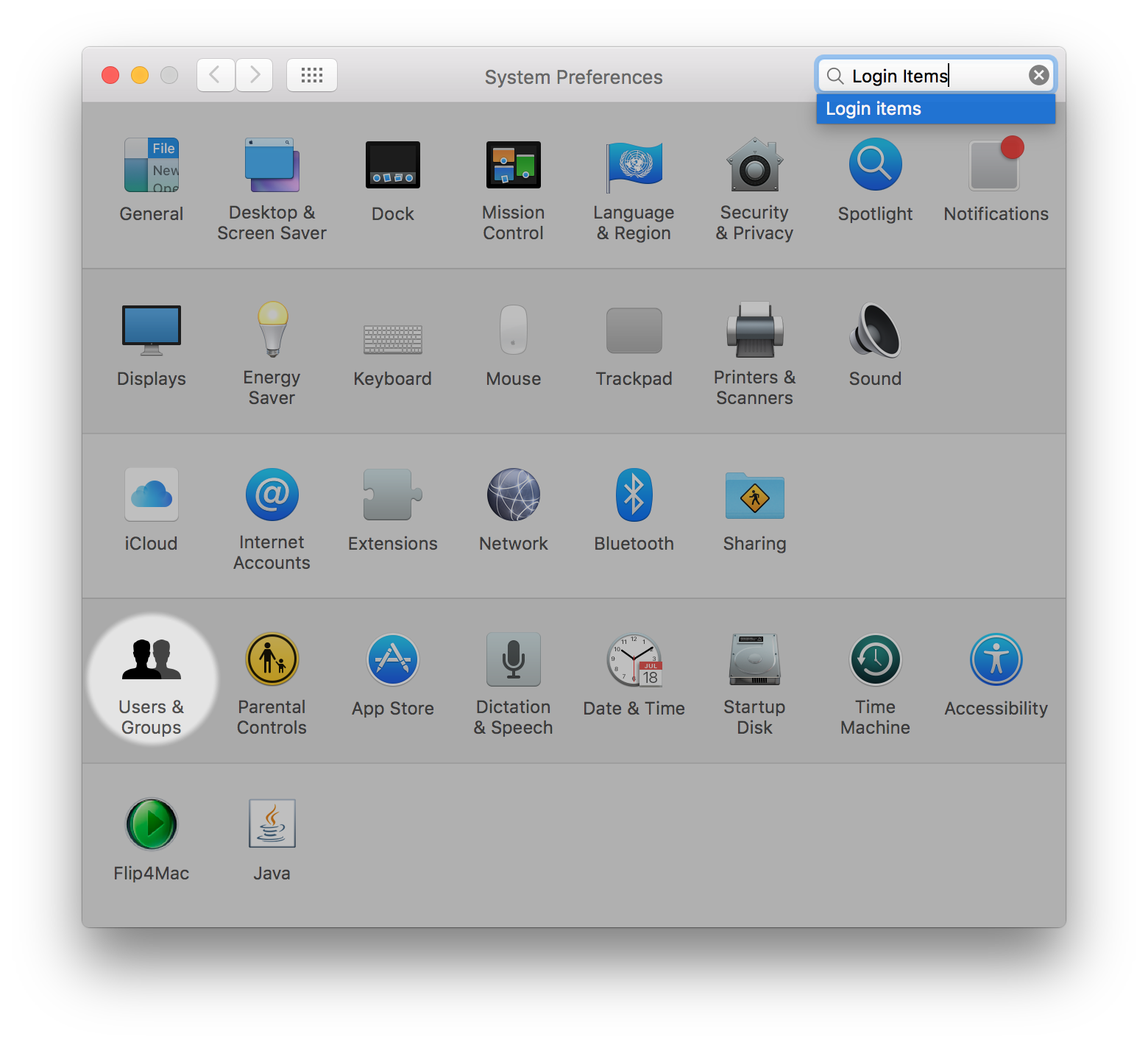 Screenshot of System Preferences window.