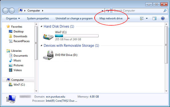 map a network drive Mapping Ecn Network Drive Using Windows 7 Engineering Computer Network Purdue University map a network drive