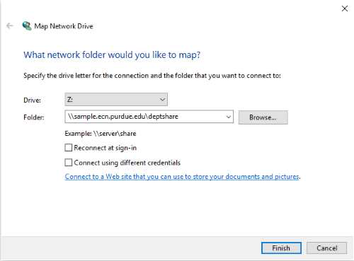 Enter Folder Path in Add Network Drive