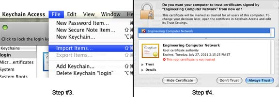 Adding ECN root certificate on Mac OS 